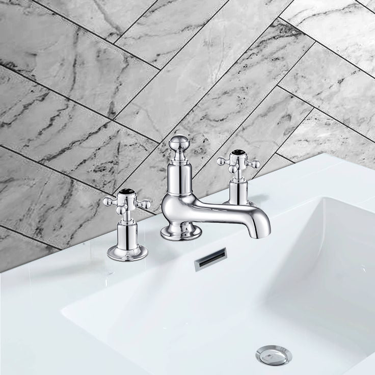Traditional Deck Mounted 3 Hole Basin Mixer Tap