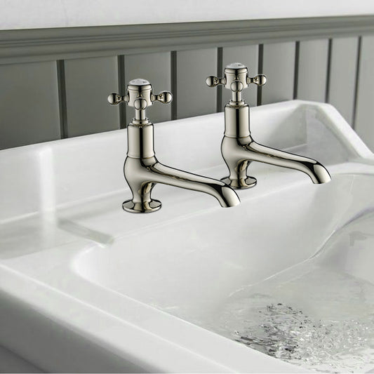 traditional basin pillar taps brushed nickel 600