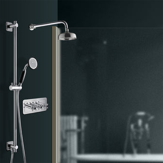 Traditional Dual Outlet Concealed Shower Valve with Crosshead Handles Secondary image