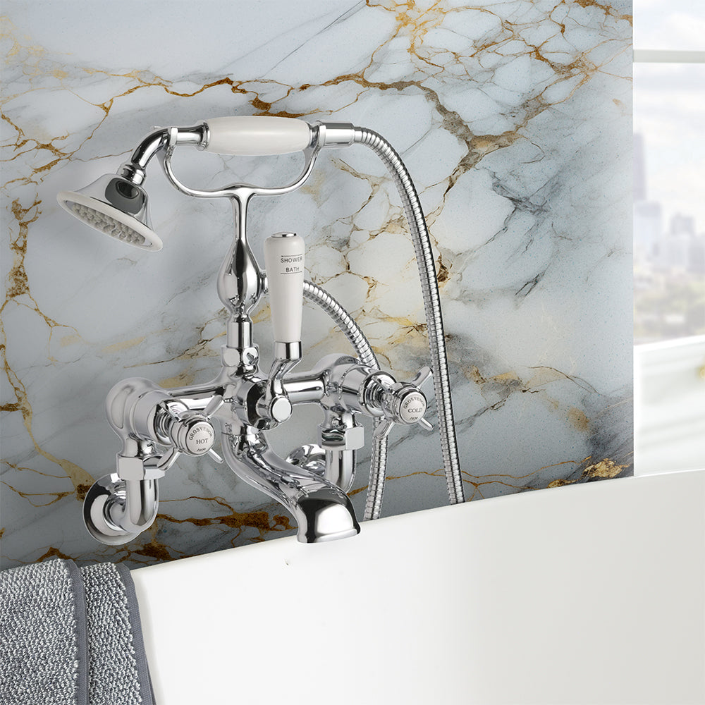 Traditional Wall Mounted Bath Shower Mixer with Showe Main image