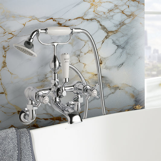 Traditional Wall Mounted Bath Shower Mixer with Showe 1000