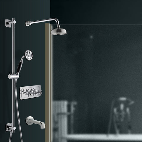 Traditional Chrome 3 Outlet Thermostatic Shower Valve 