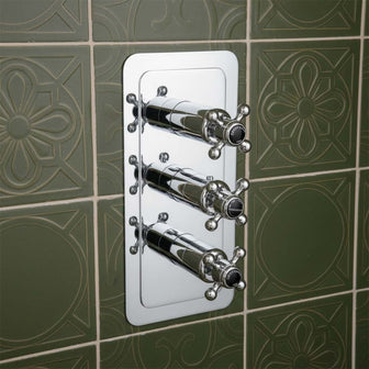 Traditional 2-Outlet Thermostatic Concealed Shower Valve - Chrome  with black  Main image