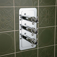 Traditional 2-Outlet Thermostatic Concealed Shower Valve - Chrome  with black 