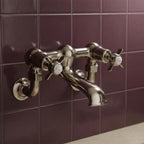 Traditional 2 Hole Wall Mounted Bath Filler Tap - Nickel 