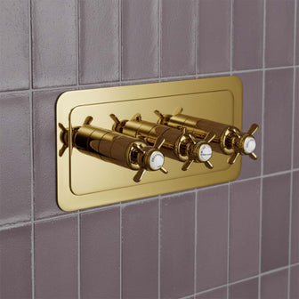 Traditional 3-Outlet Concealed Thermostatic Shower Valve - Gold Main image