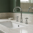  Traditional 3 Hole Deck Mounted Basin Mixer Tap with Pinch Handles- Chrome
