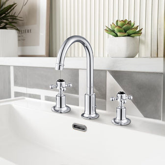 traditional 3 hole basin mixer tap Main image