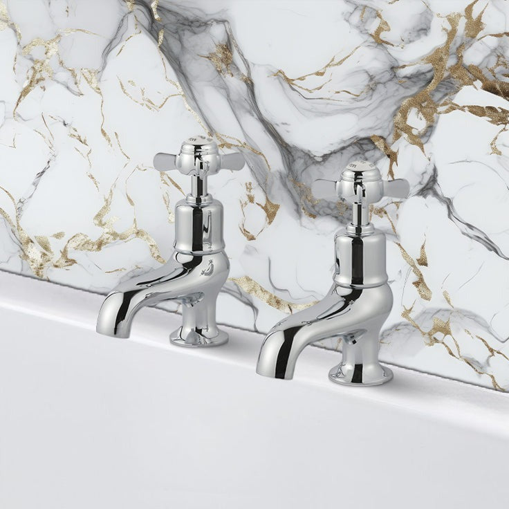 Traditional Bath Pillar Taps (Pair) - Chrome Finish
