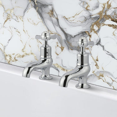 Traditional Bath Pillar Taps (Pair) - Chrome Finish
