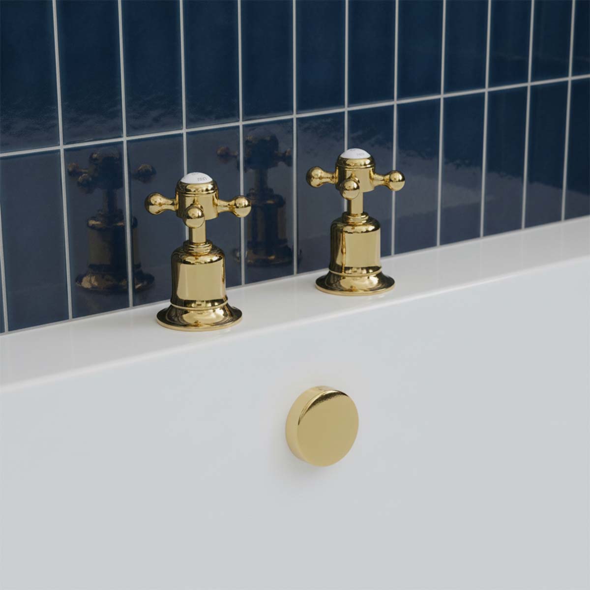 Traditional Bath Side Valves Deck Mounted - Shiny Gold
