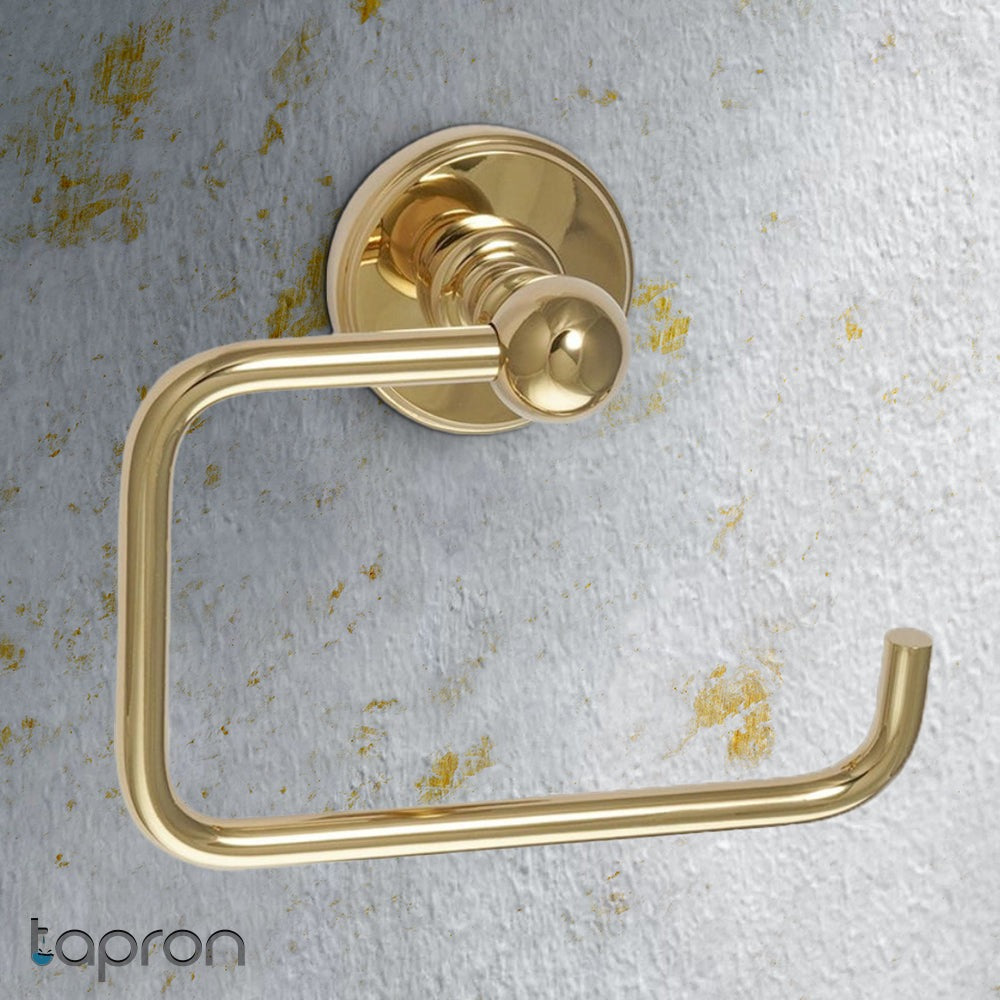 Traditional Brushed Gold Wall Mounted Toilet Roll Holder
