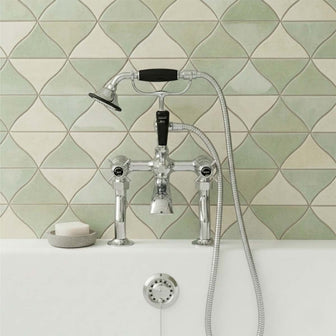 Traditional Chrome Black Pinch Deck Mounted Bath Shower Mixer with Kit Main image