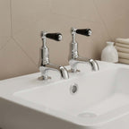 Traditional Chrome Deck Mounted Bathroom Sink Pillar Taps – Pair
