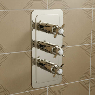 Traditional Concealed Thermostatic 3 Outlet Shower Valve - Brushed Nickel Main image