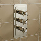 Traditional Concealed Thermostatic 3 Outlet Shower Valve - Brushed Nickel