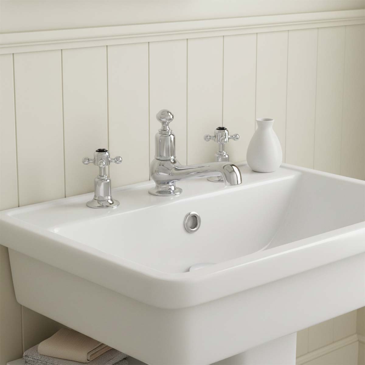 Traditional Deck Mounted 3 Hole Basin Mixer Tap