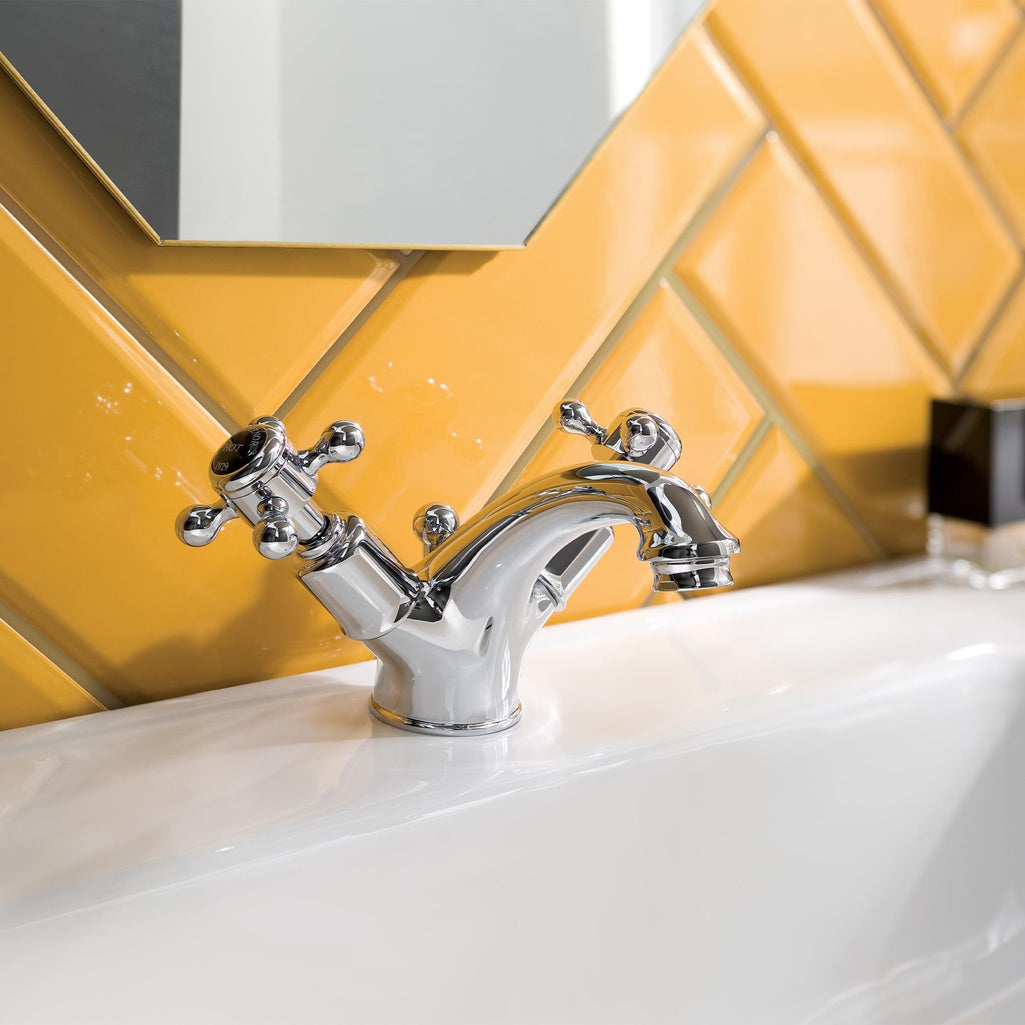 Traditional Deck Mounted Basin Mixer Tap with Pop Up Waste
