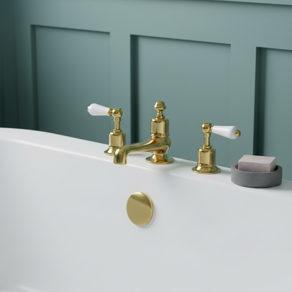 Traditional Deck Mounted Bath Mixer Tap 3 Hole  Main image