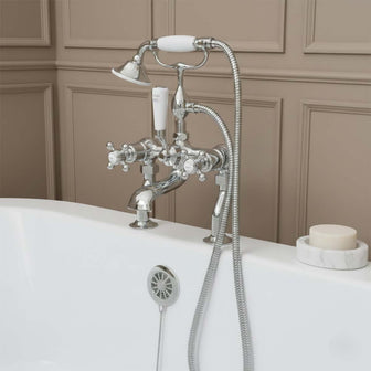 Traditional Deck Mounted Bath Shower Mixer Tap  – Chrome Main image