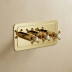 Traditional Gold Thermostatic Concealed 3 Outlet Shower Valve