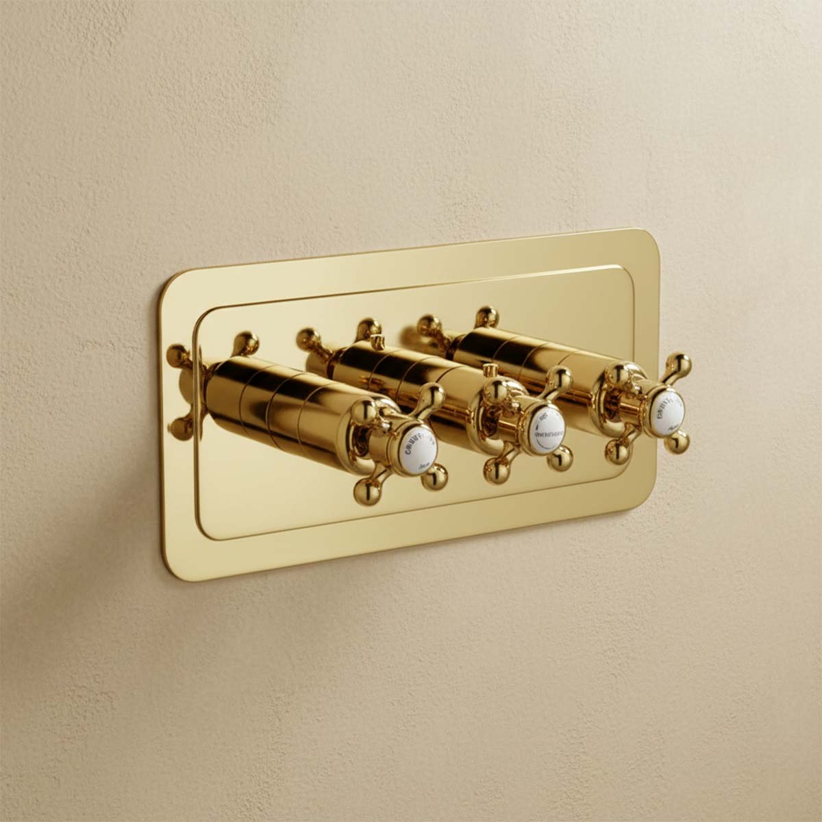 Traditional Gold Thermostatic Concealed 3 Outlet Shower Valve