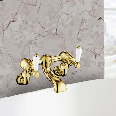 Traditional Gold Wall Mounted Bath Filler Tap
