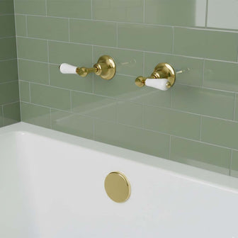 Traditional Lever Wall Mounted Bath Valves  - Gold  Main image