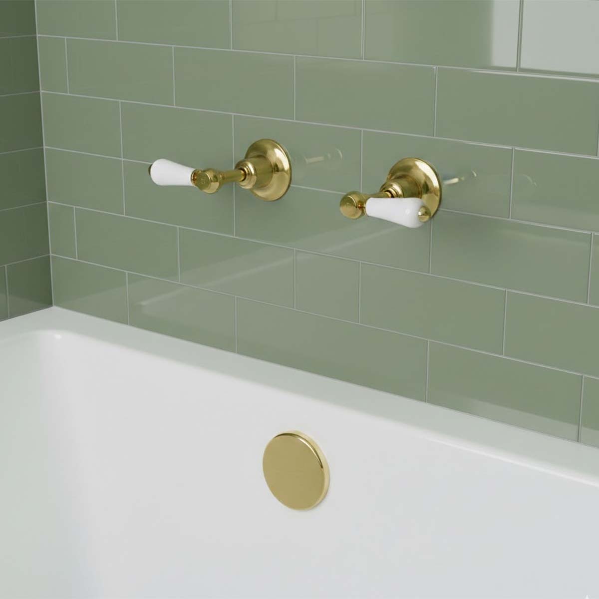 Traditional Lever Wall Mounted Bath Valves  - Gold 