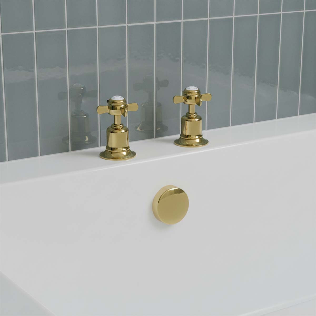 Traditional Deck Mounted Bath Side Valves - Gold
