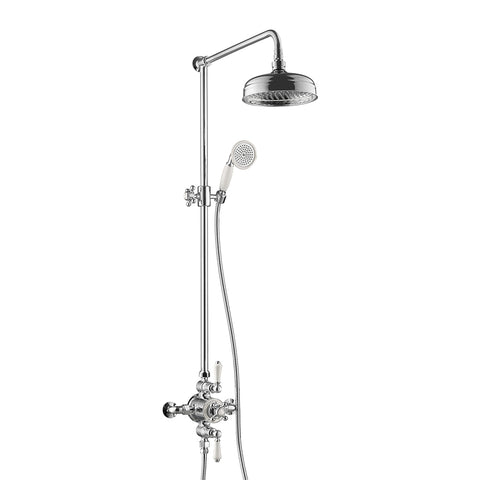 Traditional Rigid Riser with Exposed Valve, 200mm Shower Head and Handshower