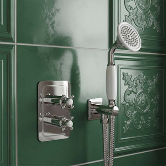 Traditional Shower Handset with Outlet Elbow, Bracket and Hose - Chrome Main image