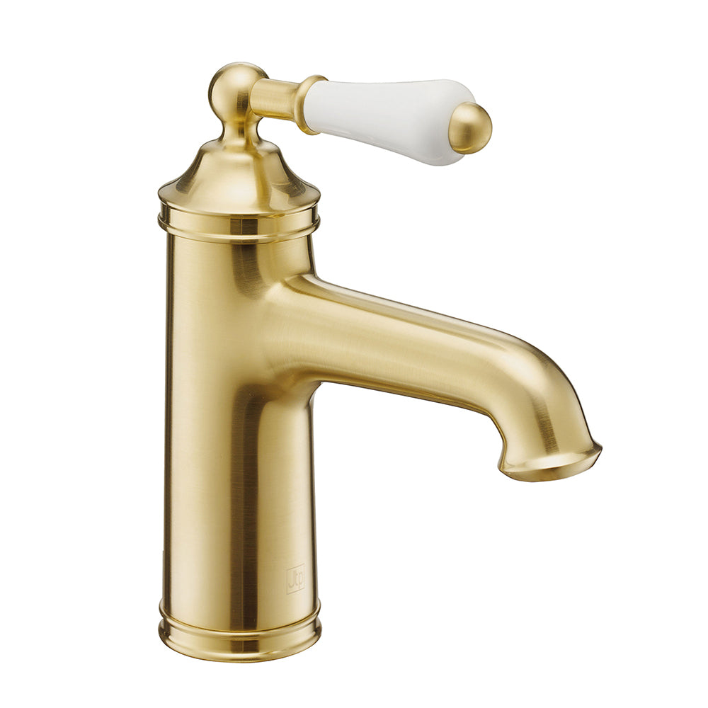 Traditional Single Lever Brushed Brass Mono Basin Mixer Tap with Pop up Waste Secondary image