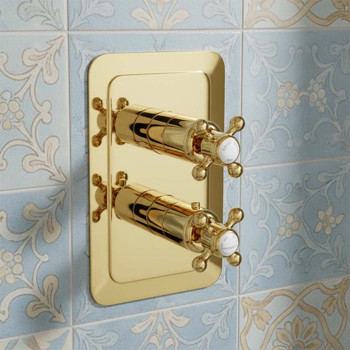 Traditional Thermostatic Concealed 2 Outlet Shower Valve, Vertical