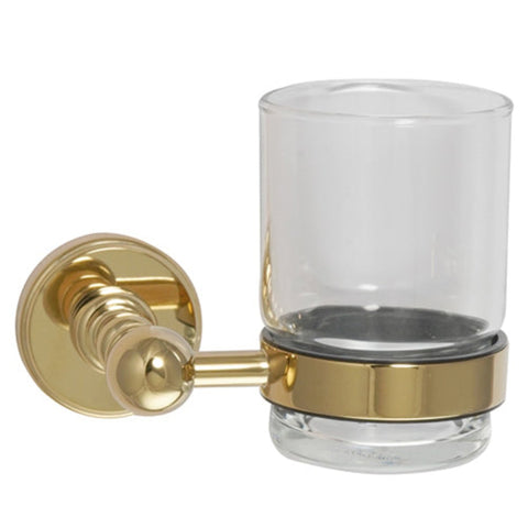 Gold Traditional Tumbler Holder with Clear Glass 