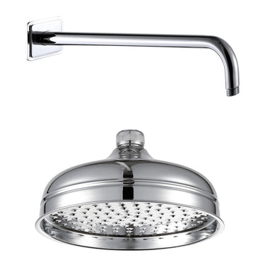 Traditional Victorian Shower Head With Wall Mounted Shower Arm - Chrome Finish
