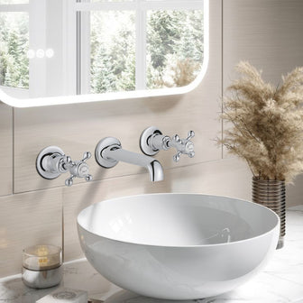 Traditional Wall Mounted Basin Mixer Tap with 3 Tap Holes Main image