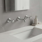 Traditional Wall Mounted 3 Hole Basin Mixer Tap Pinch Handles