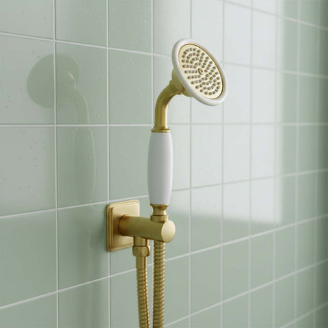 Traditional Water Outlet and Holder with Handheld Shower - Brushed Brass