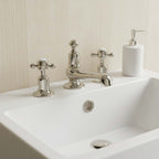 Traditional brushed nickel basin mixer tap