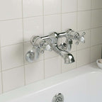 Traditional chrome bath filler tap wall mounted