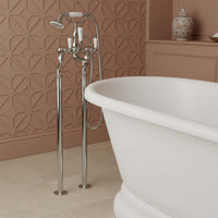 Traditional floor standing bath filler with shower attachment - chrome 
