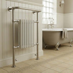 Traditional freestanding towel rail dual fuel - nickel 