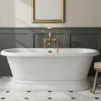 Deck Mounted Gold Bath Shower Mixer Tap with Handset