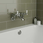 Traditional lever wall mounted bath filler tap - chrome