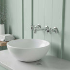 Traditional wall mounted 3 hole basin mixer tap