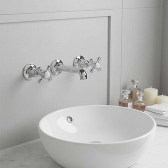 Traditional wall mounted basin tap two hols - chrome Main image