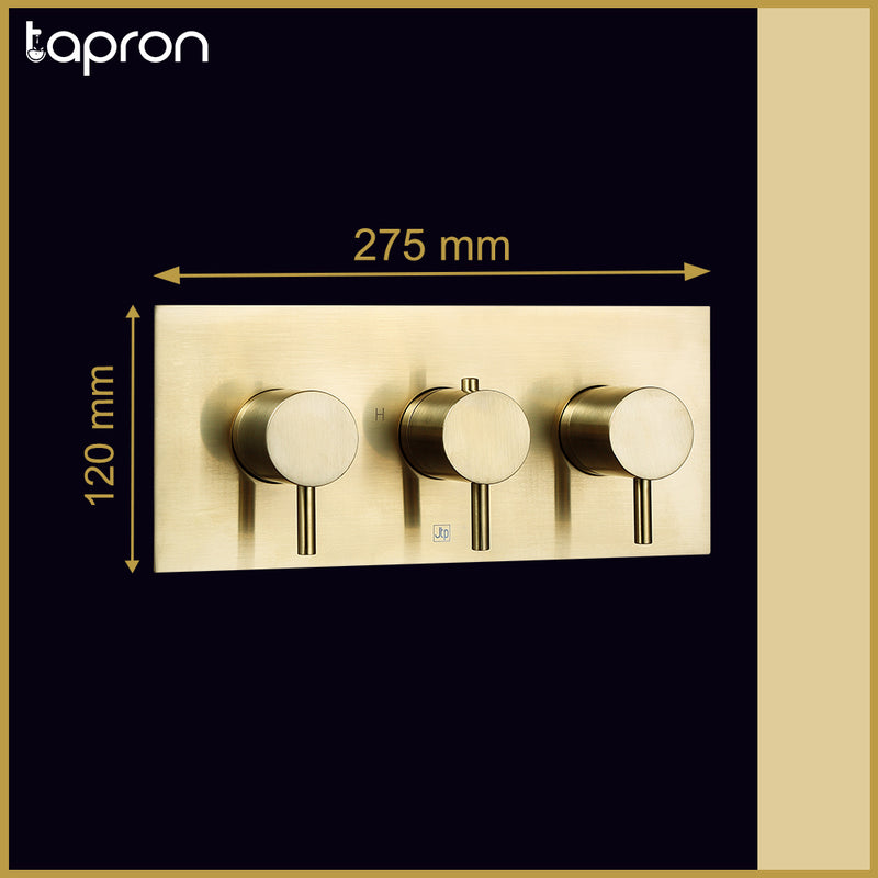 Gold 3 Outlets Thermostatic Concealed Shower Valve-Tapron