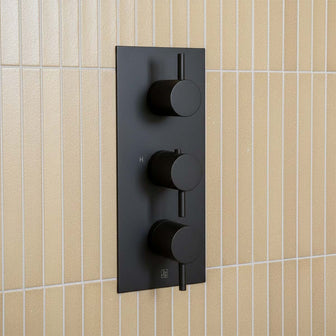 Triple Outlet Concealed Shower Valve - Matt Black  Main image