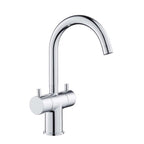 Twin Lever Basin Mixer Tap with Swivel Spout - Chrome